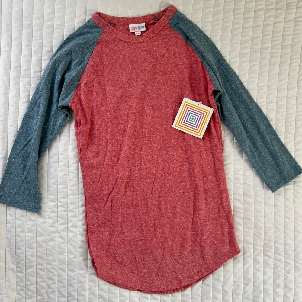 LulaRoe Randy shirt  XXS 3/4 sleeve Pink Blue Top